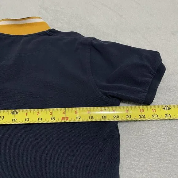 Rugby Polo Shirt Navy Blue Large Paul Kehl Contrast Color Collar US Size Medium - Picture 7 of 7